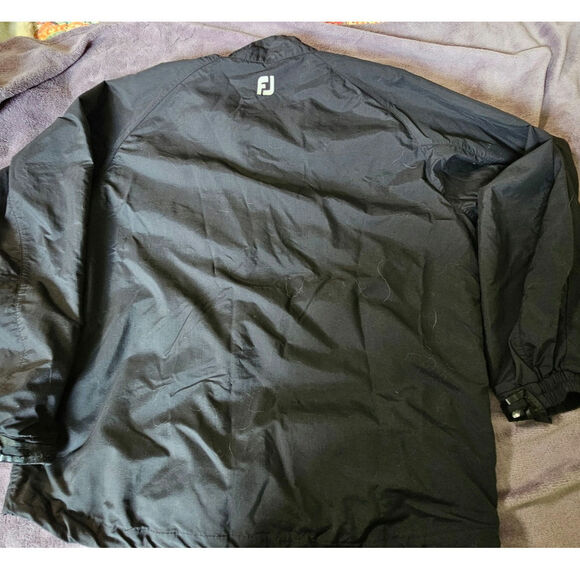 Footjoy FJ Half Zip Golf Jacket Nylon Windbreaker Black with White Men's Size L - Picture 2 of 9